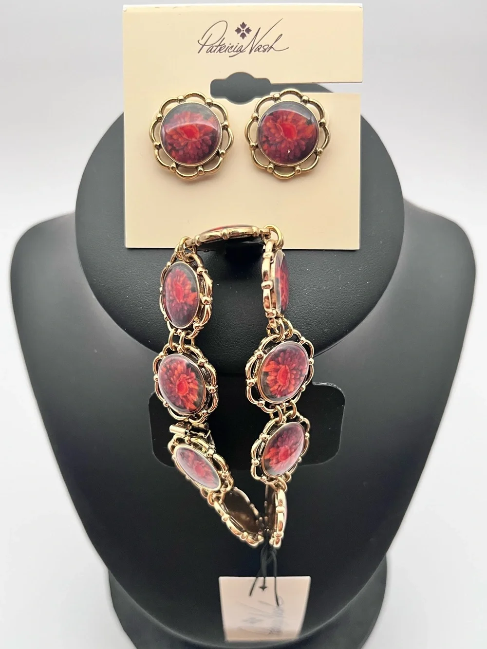 PATRICIA NASH Flower Box Clasp Link Bracelet & Earrings Set